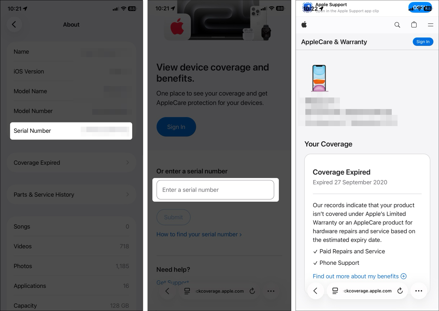 Enter the serial number and tap confirm