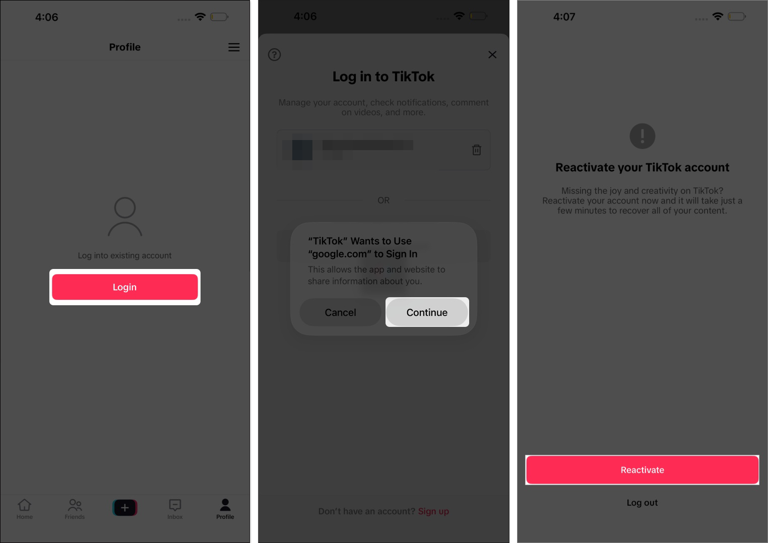 How to reactivate a deleted tiktok account