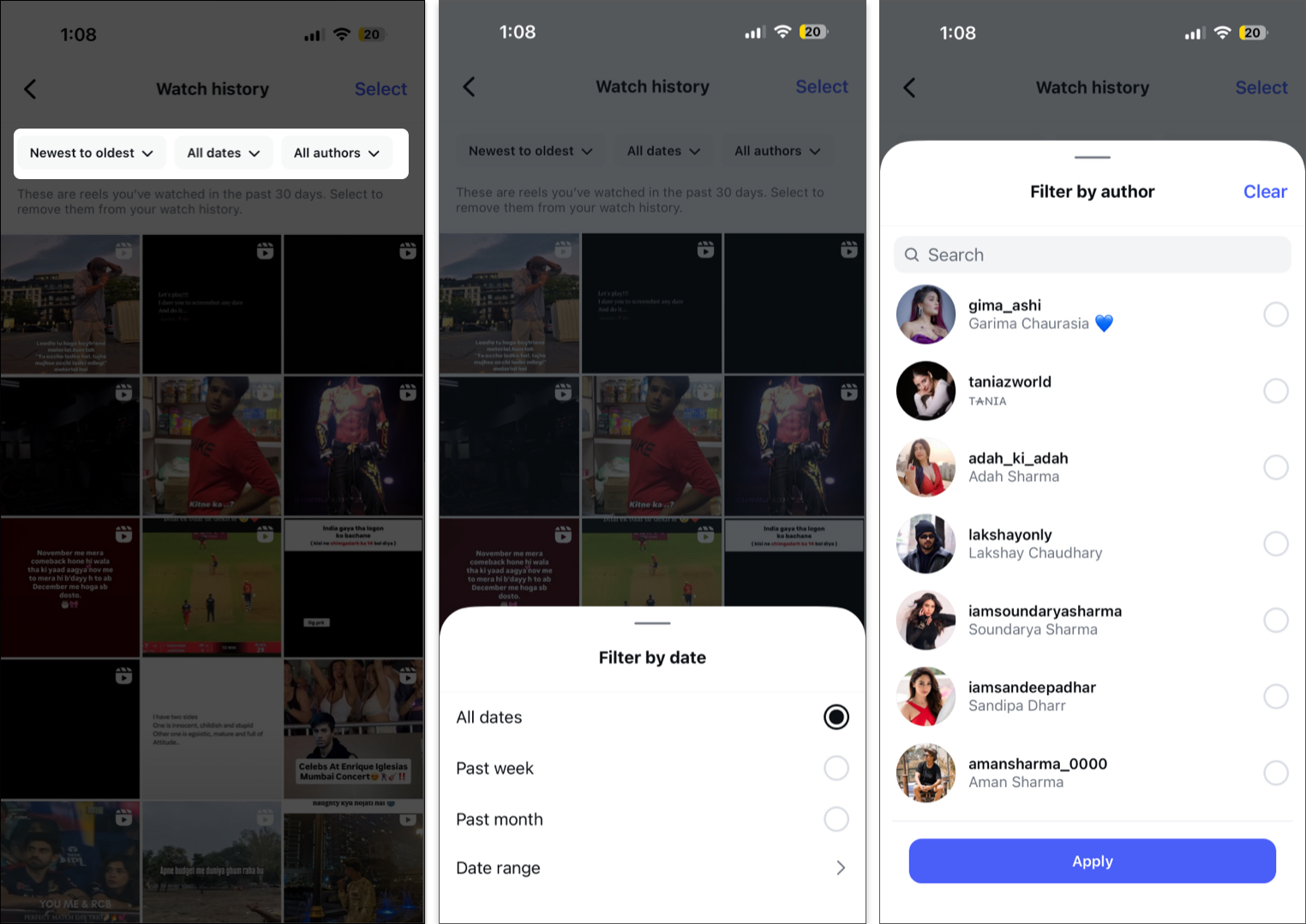Sort list by adding filters