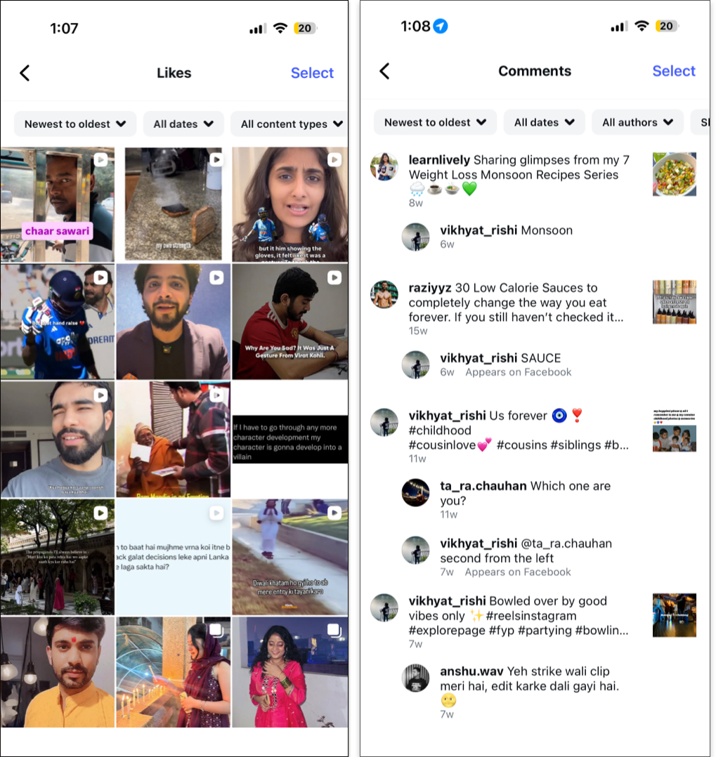 View content you like and comment on instagram