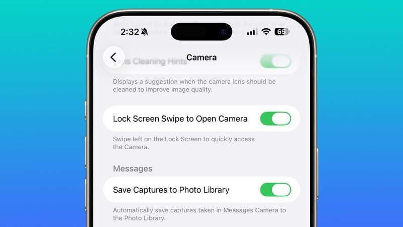 Lock screen camera swipe in ios 26 1