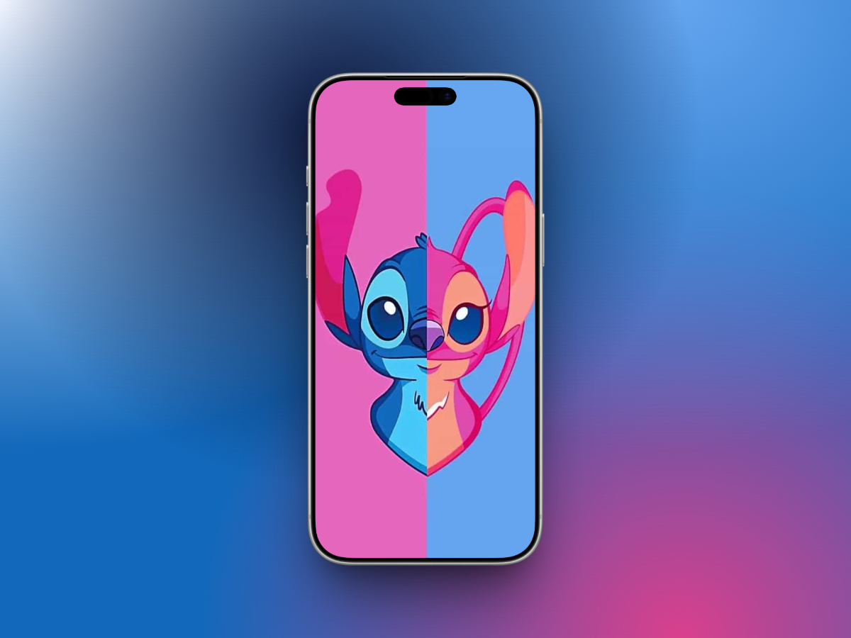 Stitch and angel in a frame wallpaper