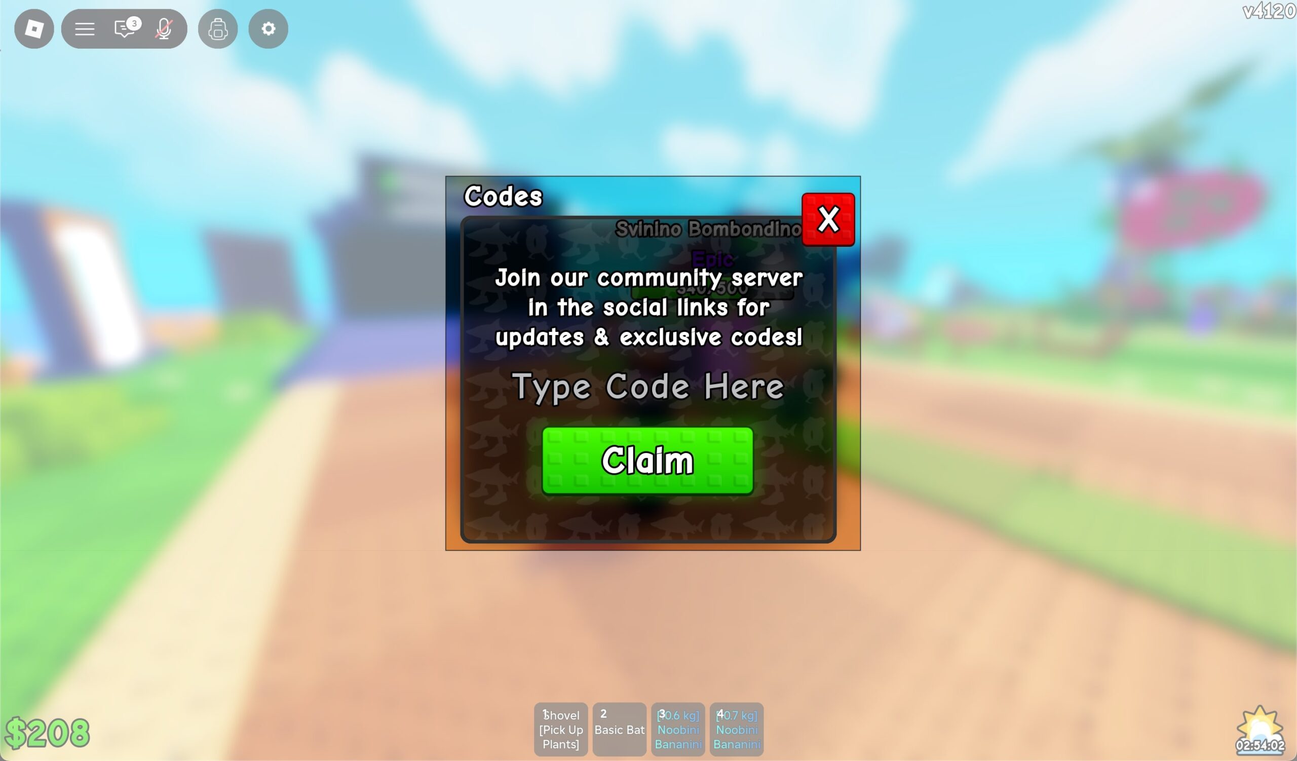 Type or paste your code and hit claim