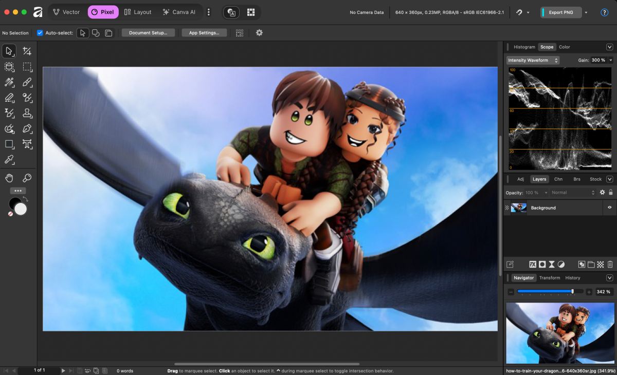 Affinity app from canvas