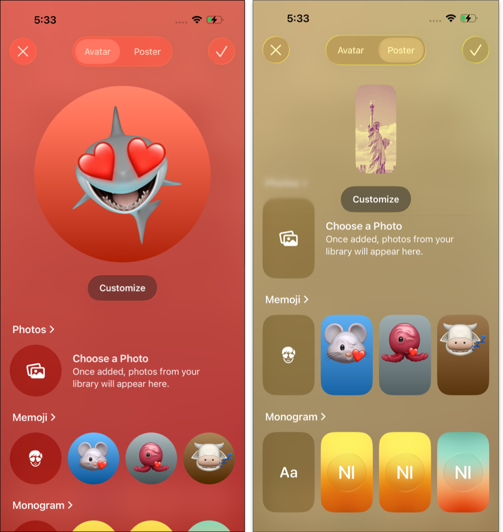 Personalized monograms and contact posters