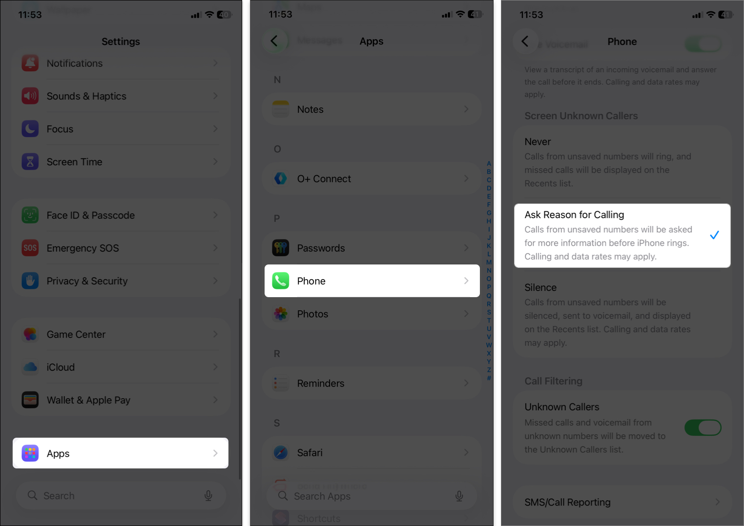 Turn on call screening on iPhone