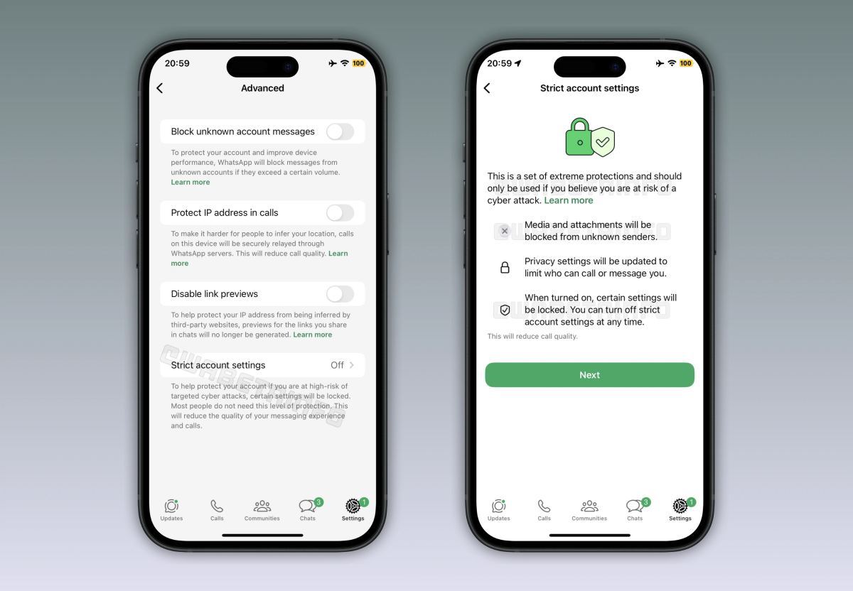 Whatsapp security mode