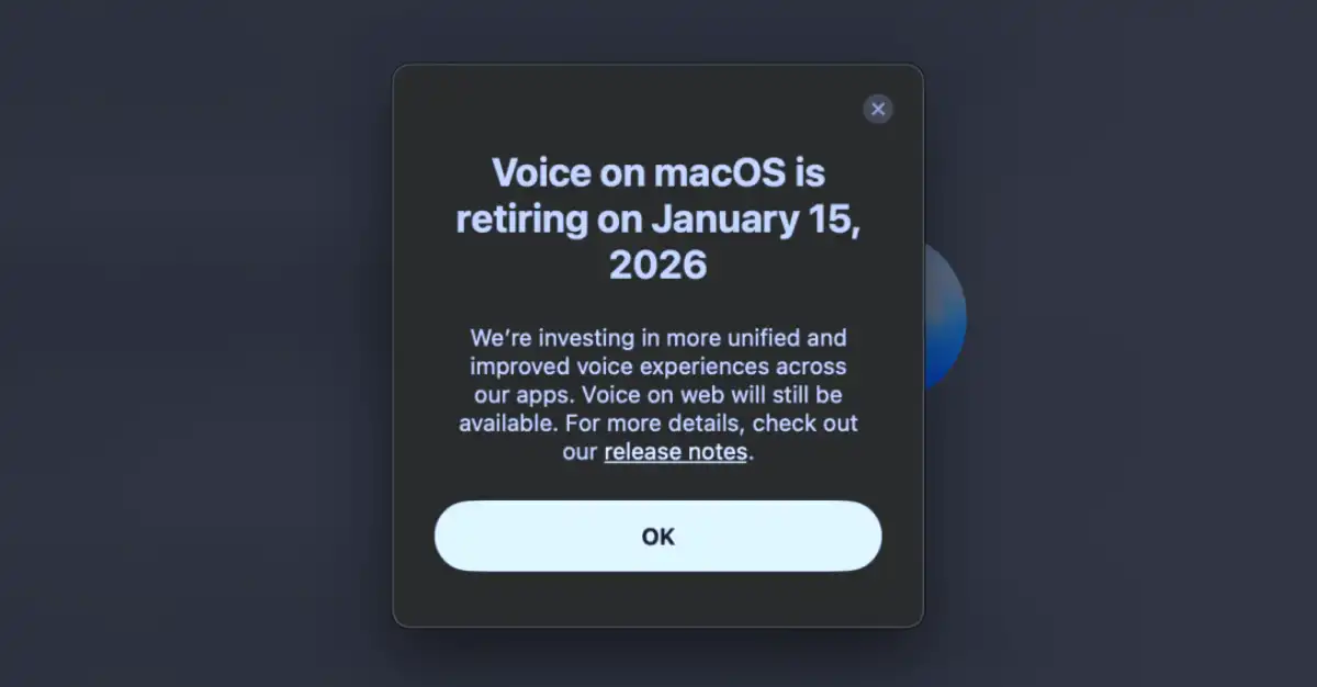ChatGPT voice on mac is retiring on jan
