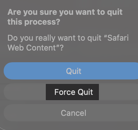 Click the Force Quit button For close the App