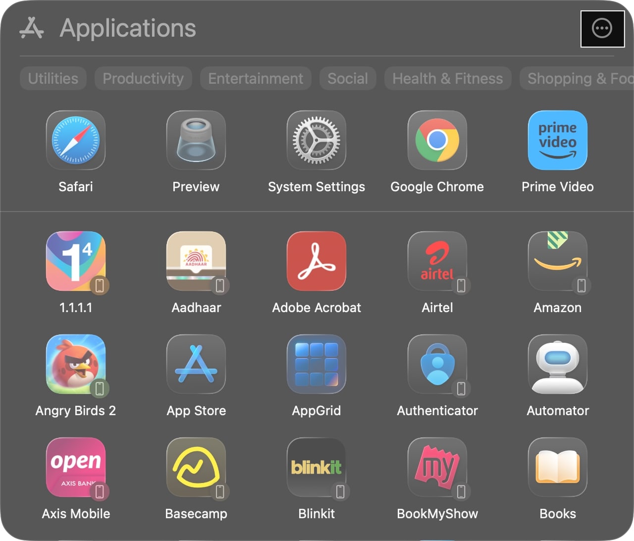 Click the three dot button at the top right corner