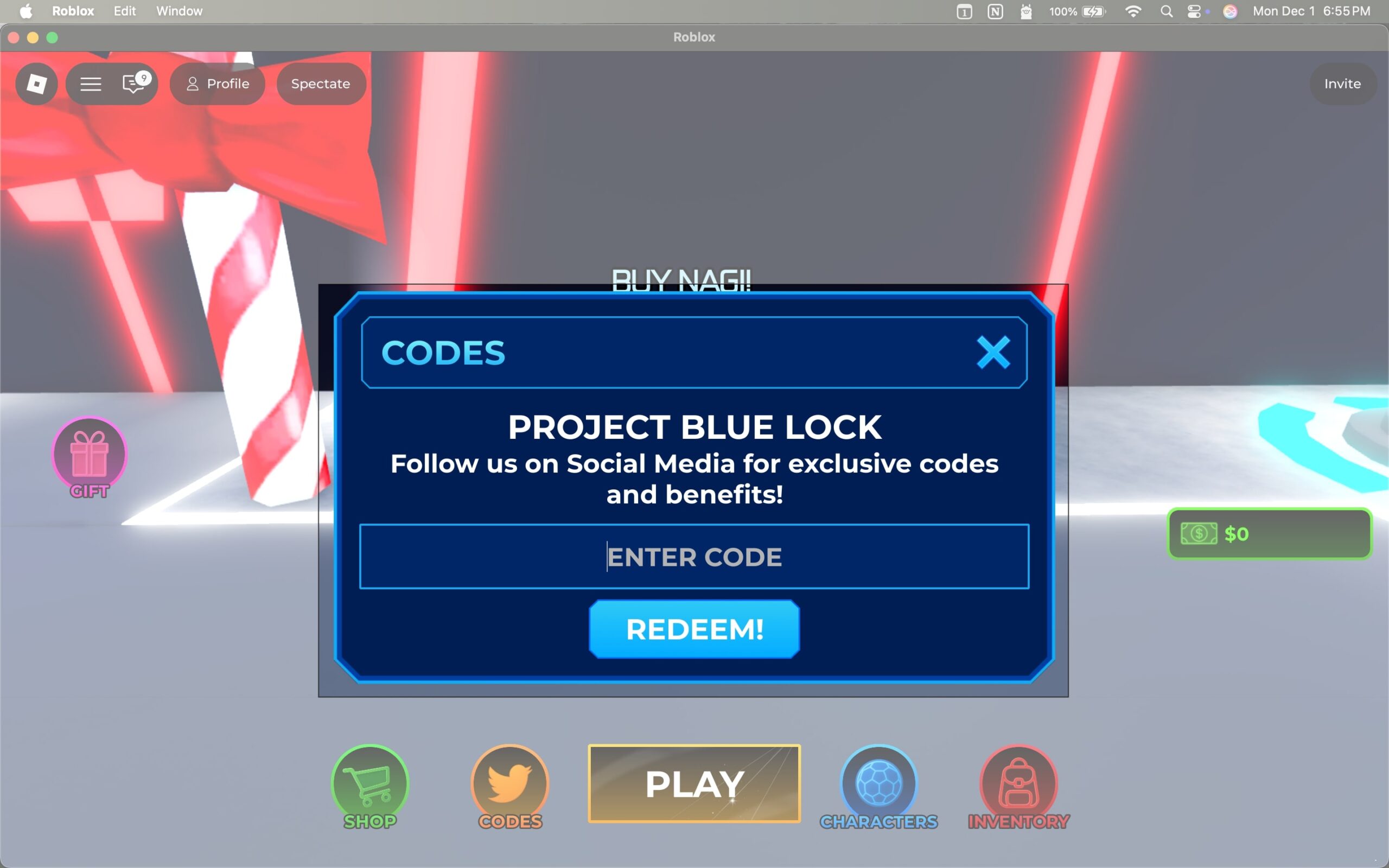 Enter code and tap redeem