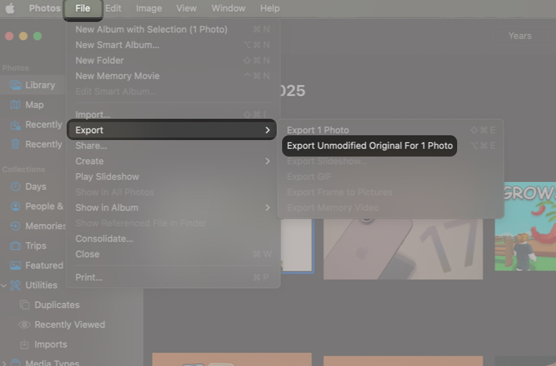 Export Photos From Photos Before Using Finder