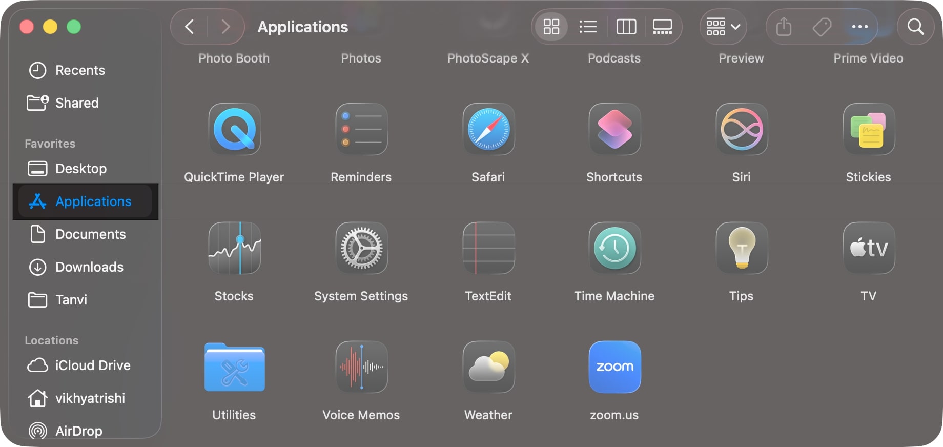 Grab the applications folder in the sidebar