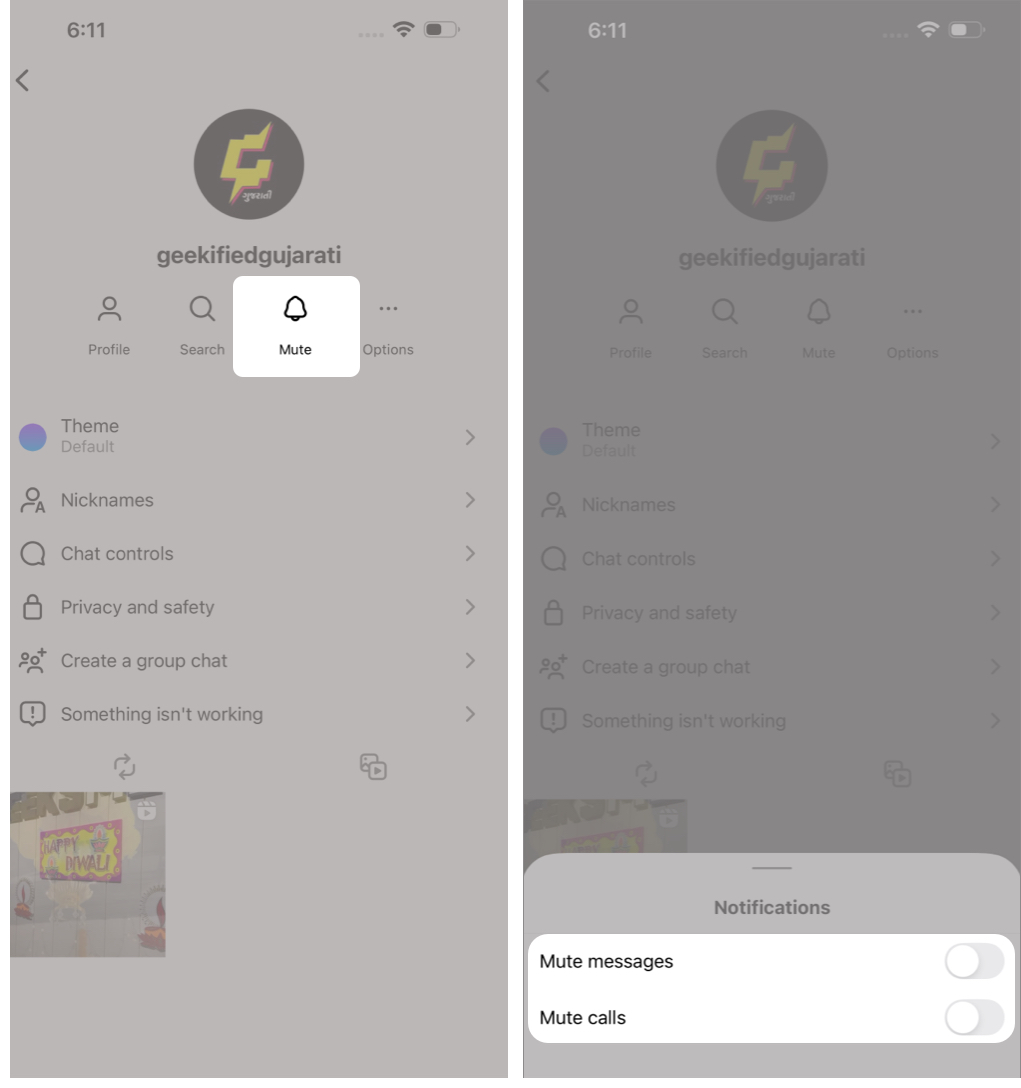 Mute Someone’s Messages and Calls on Instagram