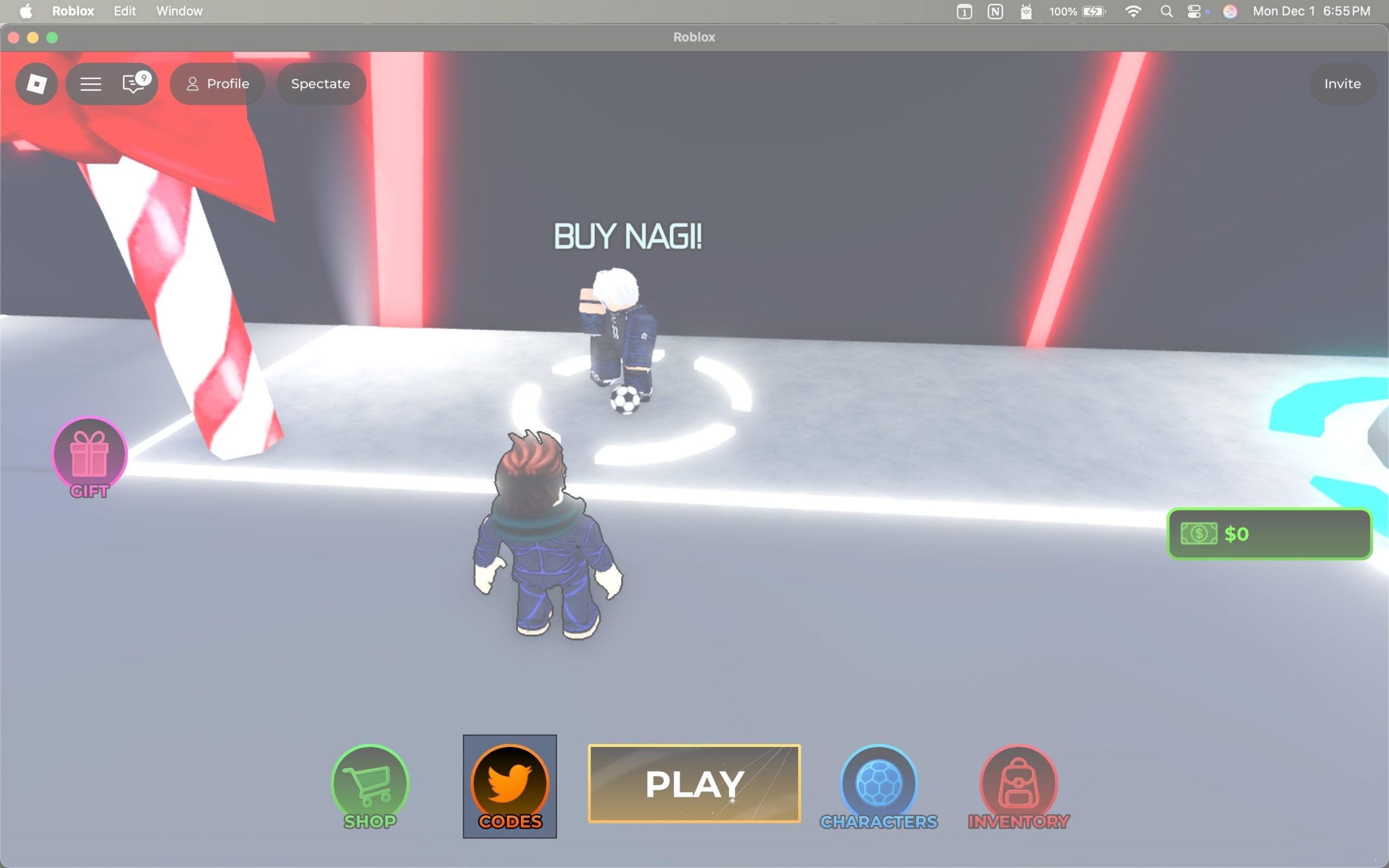 Tap the codes button at the bottom