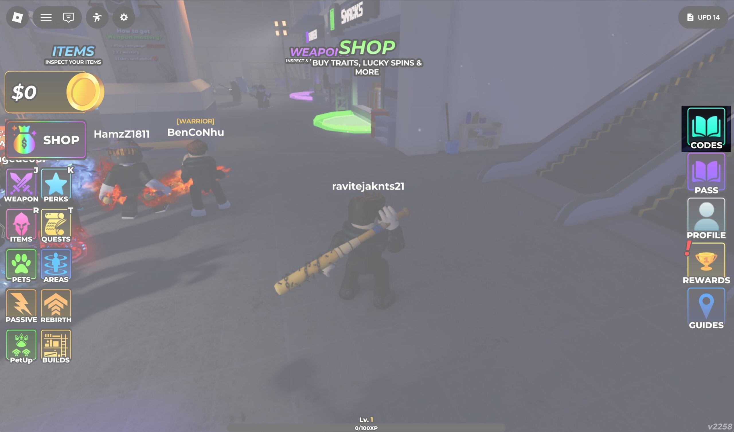 Tap the Codes button on the right side