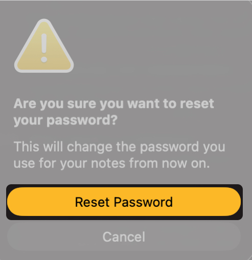 Click the Reset Password button