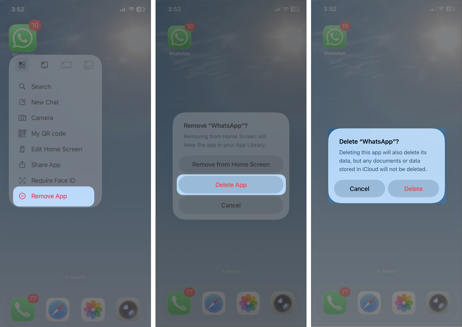 Delete and Reinstall WhatsApp