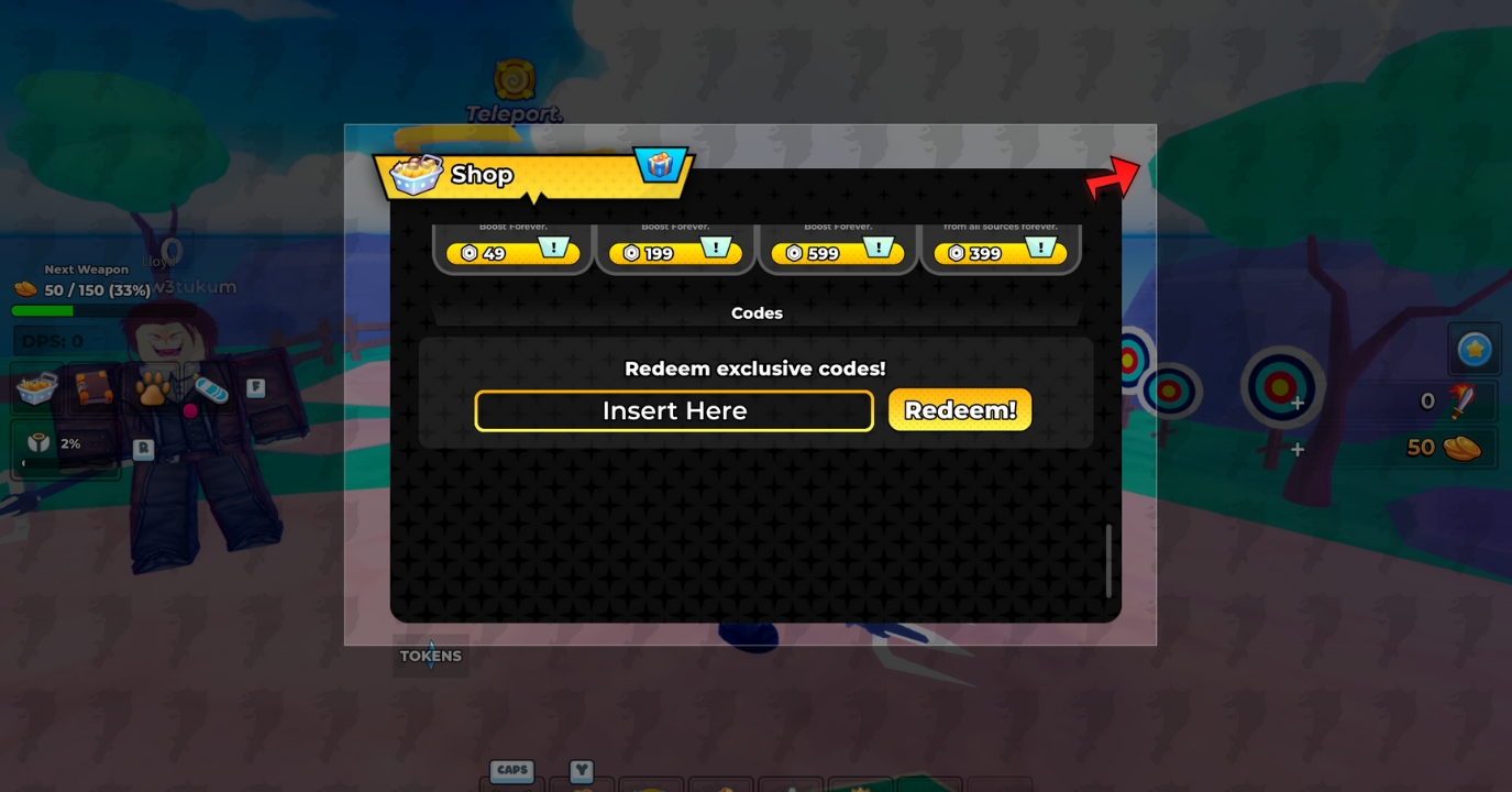 Enter a Working Code and Click the Redeem Button.