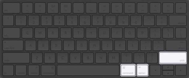 Press and Hold the Left Shift, Left Control, and Left Option Keys