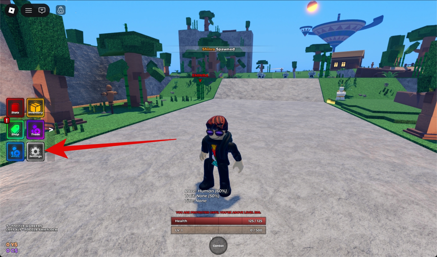Open Reign Piece on Roblox and click Settings button on left side of screen