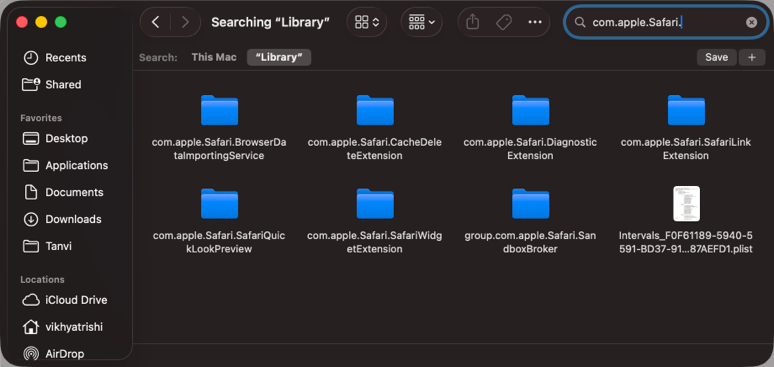 Remove Safari settings and restart it
