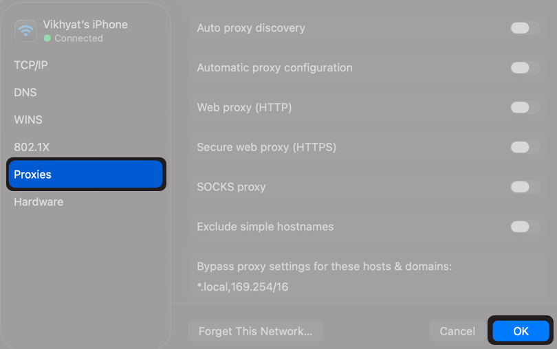 Select Proxies And Turn Off Any Proxy You Don’t Use